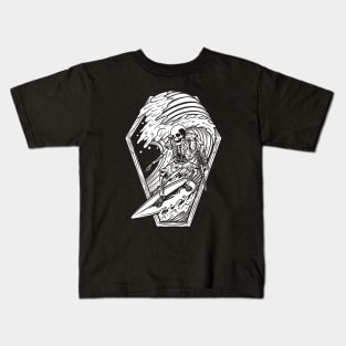 Skeleton Skull Surfing On The Wave Kids T-Shirt